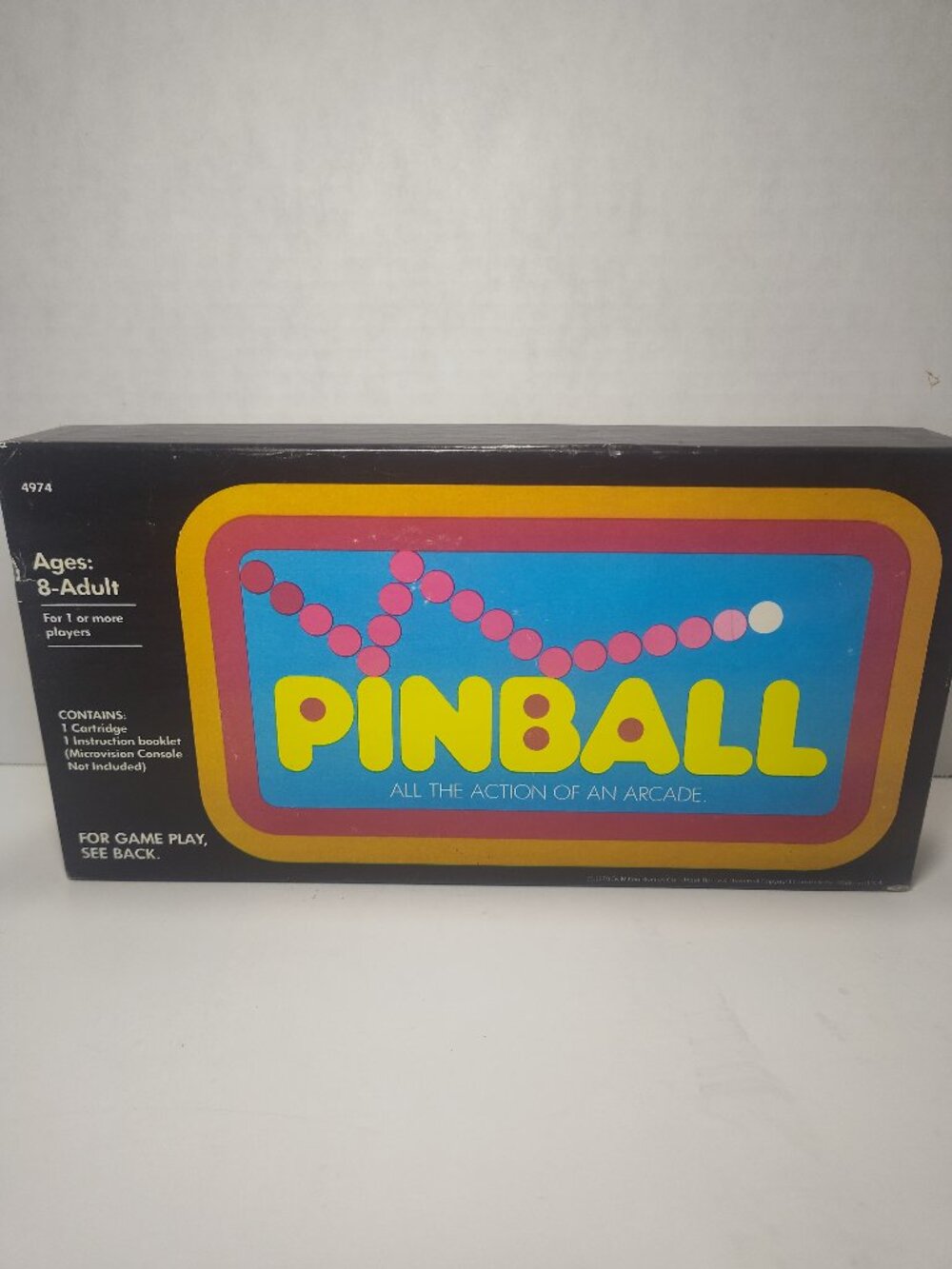 1979 Milton Bradley Microvision Pinball Cartridge 4974 CIB Tested Working